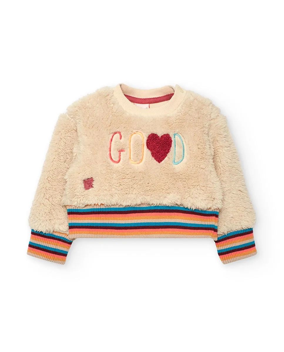 Короткая детская толстовка с начесом и рисунком спереди Boboli, бежевый
Короткая детская толстовка с начесом и рисунком спереди Boboli, бежевый