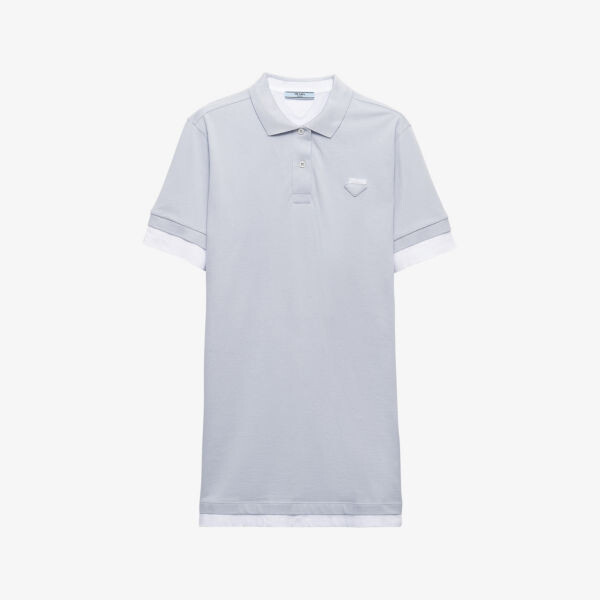 Мини-Платье с короткими рукавами из пике-хлопка и трикотажа с логотипом-нашивкой Prada, голубой
Мини-Платье с короткими рукавами из пике-хлопка и трикотажа с логотипом-нашивкой Prada, голубой