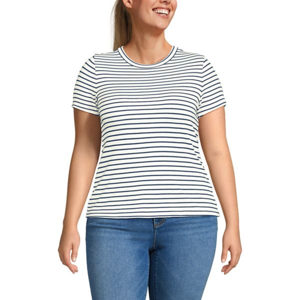 Облегающая мини-футболка с коротким рукавом и ребристой драпировкой больших размеров Lands' End, цвет ivory navy stripe
Облегающая мини-футболка с коротким рукавом и ребристой драпировкой больших размеров Lands' End, цвет ivory navy stripe