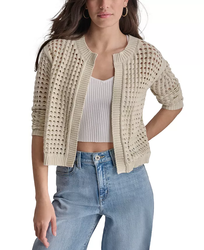 Женский кардиган с ажурной вязкой и удлиненными плечами DKNY Jeans, коричневый/бежевый 
Женский кардиган с ажурной вязкой и удлиненными плечами DKNY Jeans, коричневый/бежевый