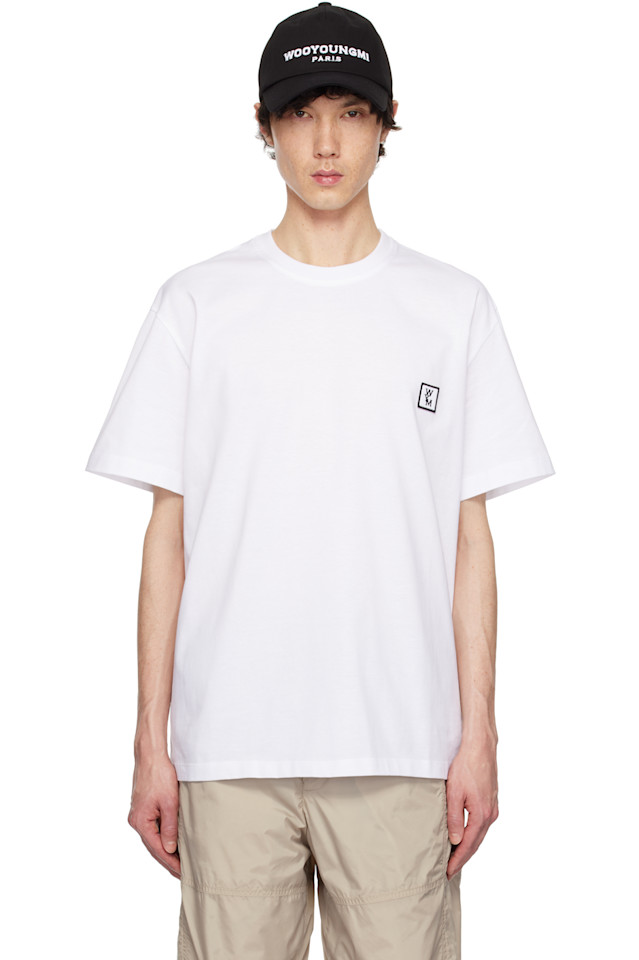 Хлопковая футболка с логотипом на спине Wooyoungmi, белый 
Хлопковая футболка с логотипом на спине Wooyoungmi, белый