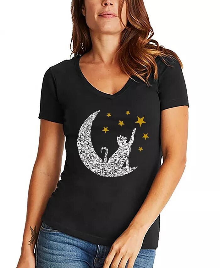 Женская футболка с v-образным вырезом и надписью Word Art Cat Moon La Pop Art, черный
Женская футболка с v-образным вырезом и надписью Word Art Cat Moon La Pop Art, черный
