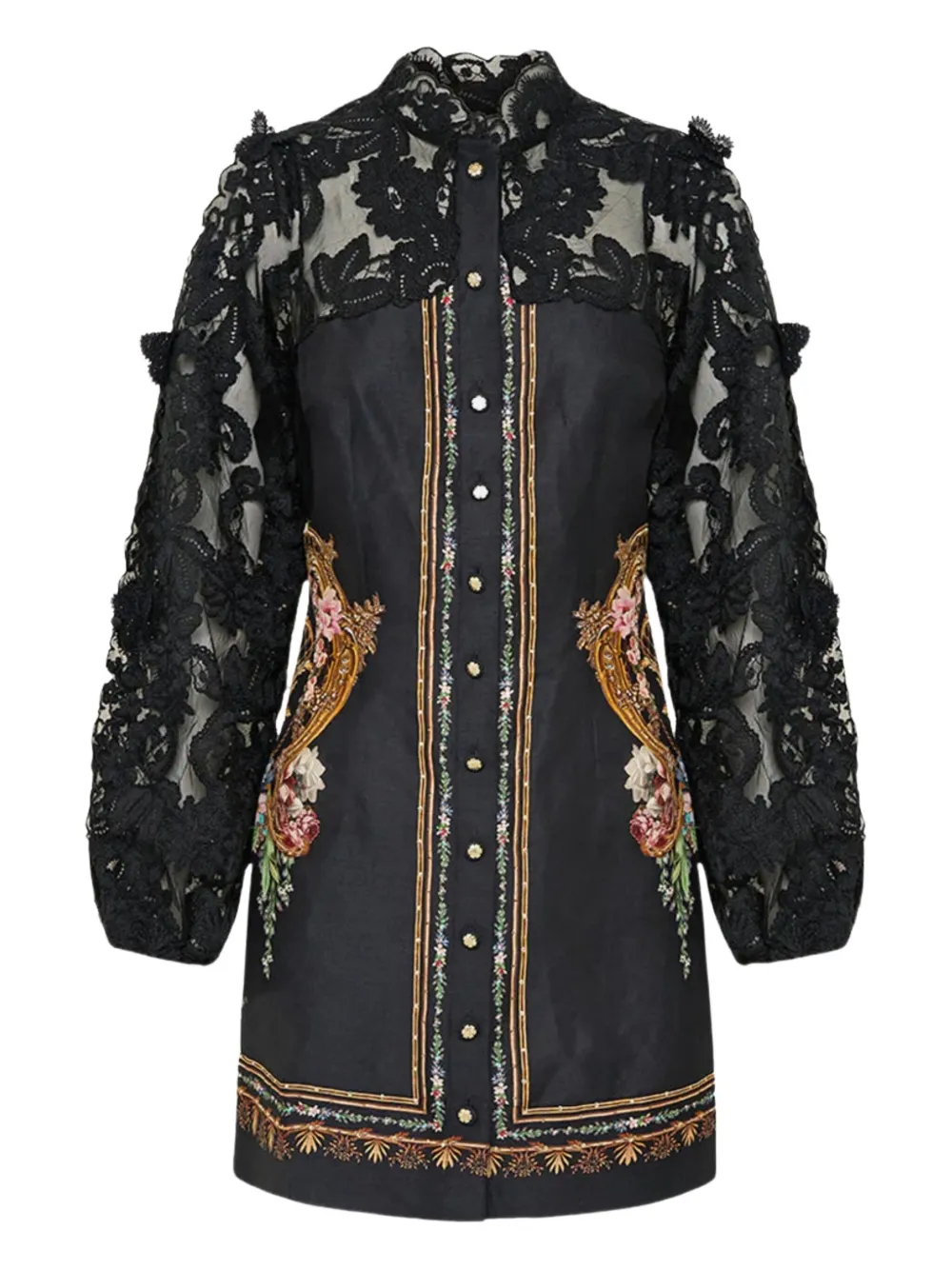 Мини-платье с цветочным принтом и кружевными рукавами Camilla, черный
Мини-платье с цветочным принтом и кружевными рукавами Camilla, черный