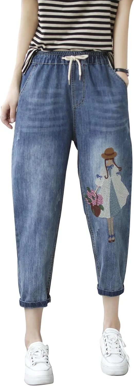 Женские джинсы капри с высокой талией и летней вышивкой цветов Aricaca
Женские джинсы капри с высокой талией и летней вышивкой цветов Aricaca