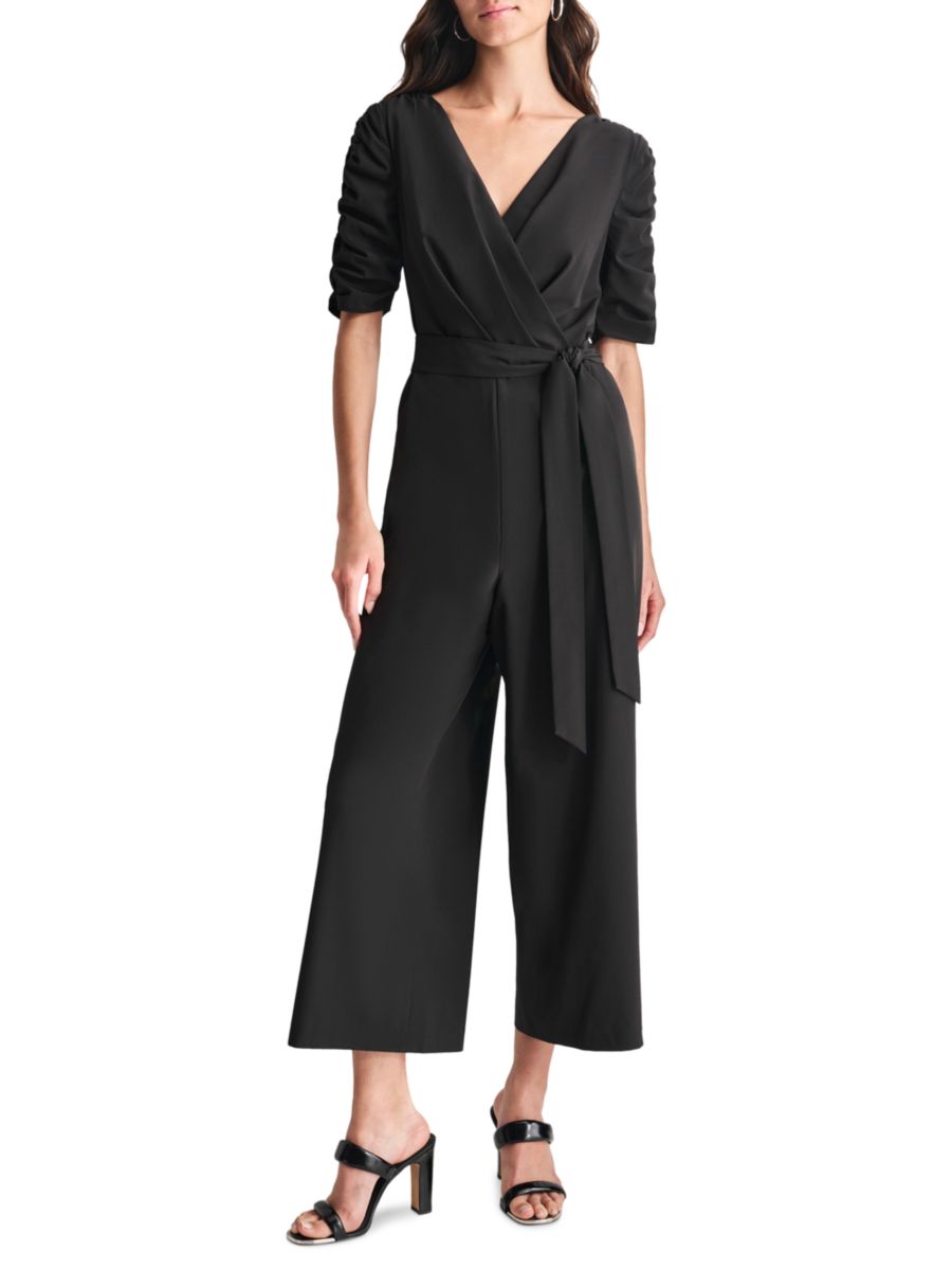 Комбинезон с поясом и присборенными рукавами DKNY, черный
Комбинезон с поясом и присборенными рукавами DKNY, черный