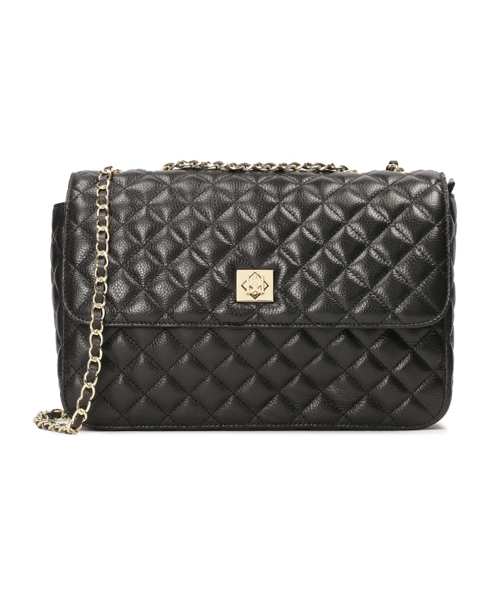 Кожаная сумка через плечо со стеганым узором Kazar, черный 
Кожаная сумка через плечо со стеганым узором Kazar, черный