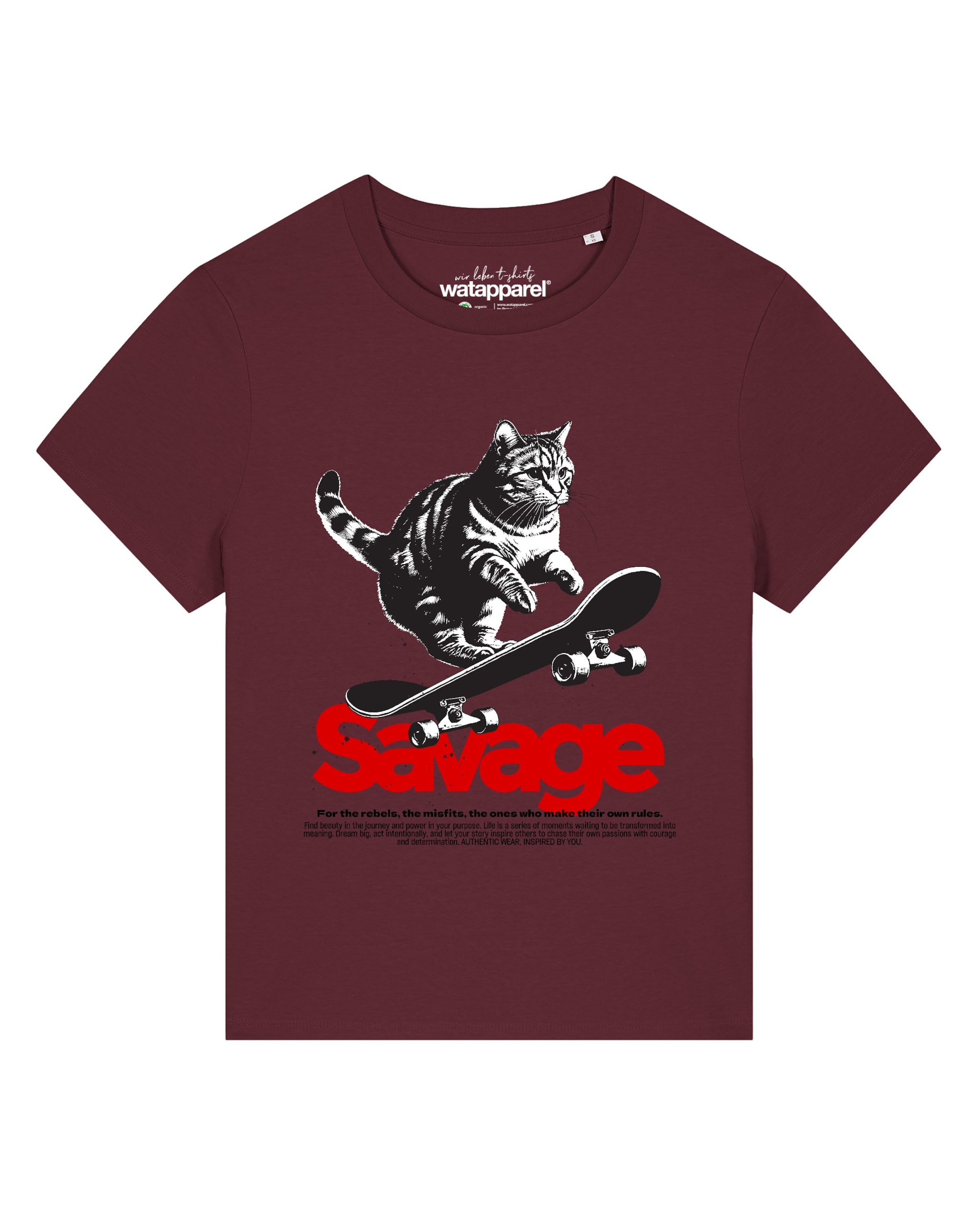 Watapparel Футболка 'Savage Cat' в цвете бордо
Watapparel Футболка 'Savage Cat' в цвете бордо