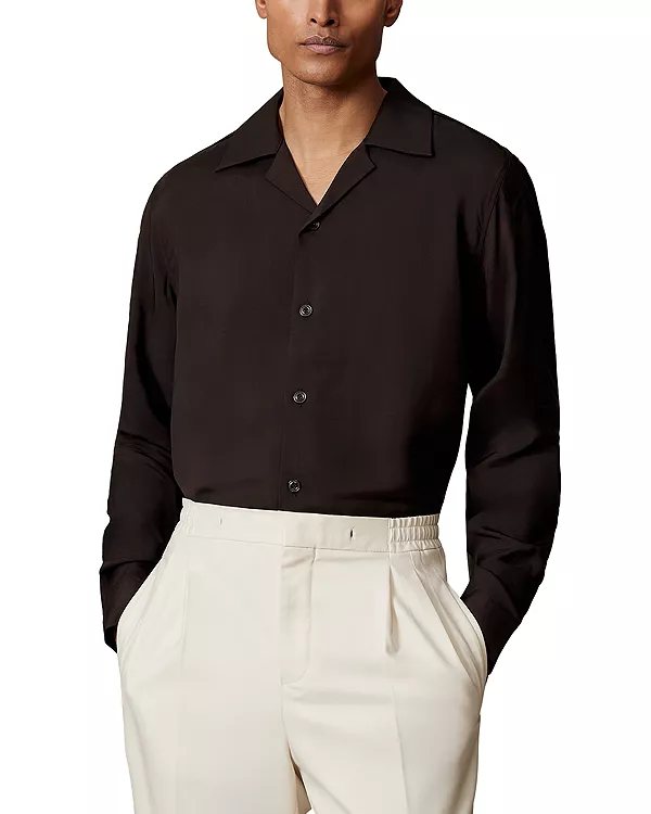 Рубашка в стиле кэмп с длинными рукавами из саржевой ткани с кантом Reiss, коричневый
Рубашка в стиле кэмп с длинными рукавами из саржевой ткани с кантом Reiss, коричневый