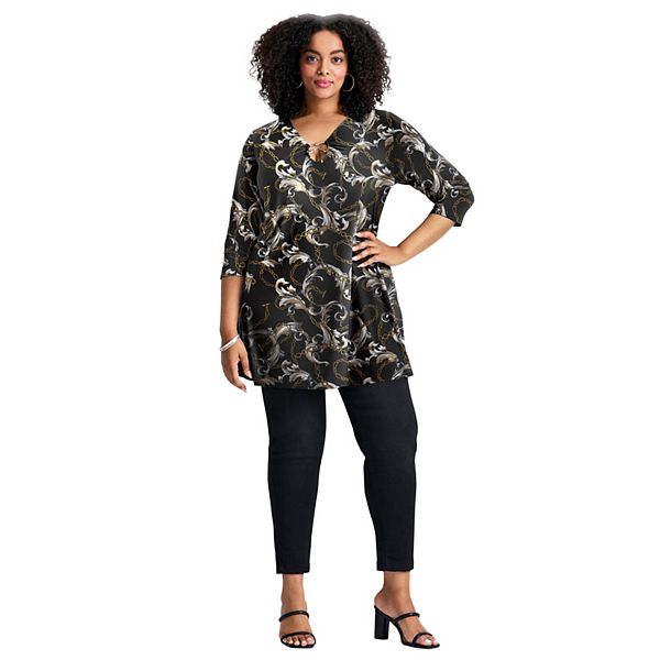 Женский топик с кольцевыми деталями plus size Avenue, Black Chain Feather
Женский топик с кольцевыми деталями plus size Avenue, Black Chain Feather