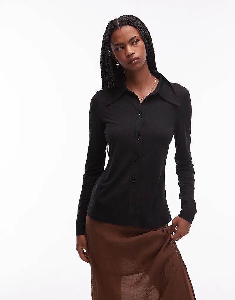 & Other Stories шерстяная трикотажная рубашка с заостренным воротником черного цвета
& Other Stories шерстяная трикотажная рубашка с заостренным воротником черного цвета