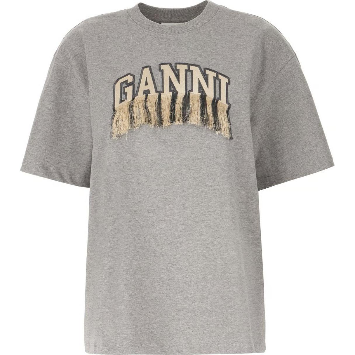 Футболка с фрингой и спущенным плечом GANNI, серый
Футболка с фрингой и спущенным плечом GANNI, серый