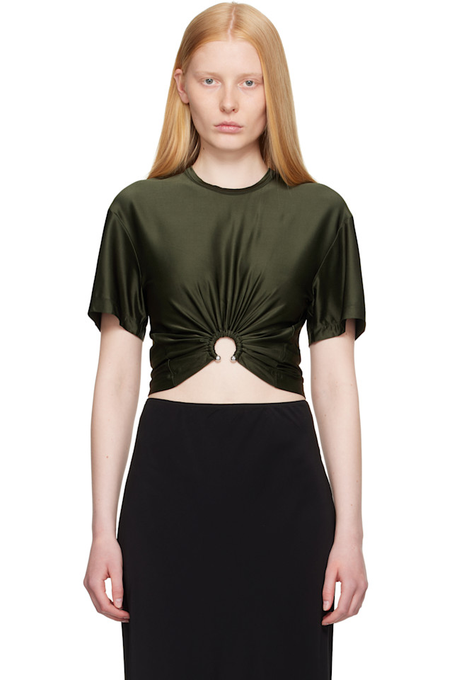 Кропированная джерси футболка Rabanne, хаки
Кропированная джерси футболка Rabanne, хаки