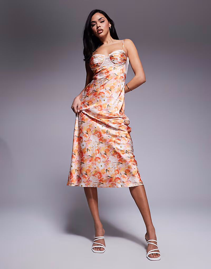 Платье макси из атласа Love Triangle с кружевной отделкой на чашках, с принтом кораллового цвета
Платье макси из атласа Love Triangle с кружевной отделкой на чашках, с принтом кораллового цвета