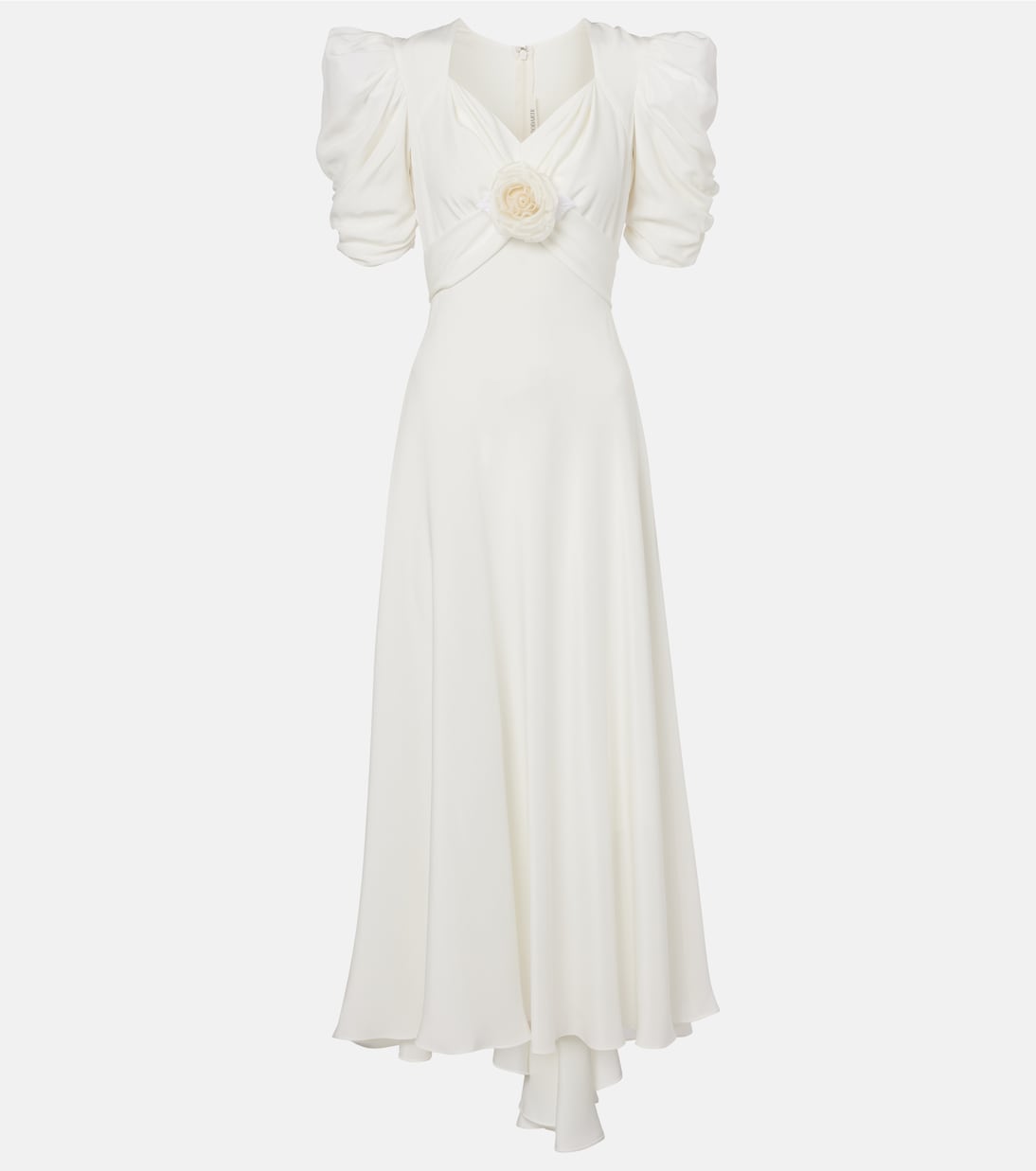 Платье из шелкового крепа с цветочной аппликацией Rodarte, белый 
Платье из шелкового крепа с цветочной аппликацией Rodarte, белый