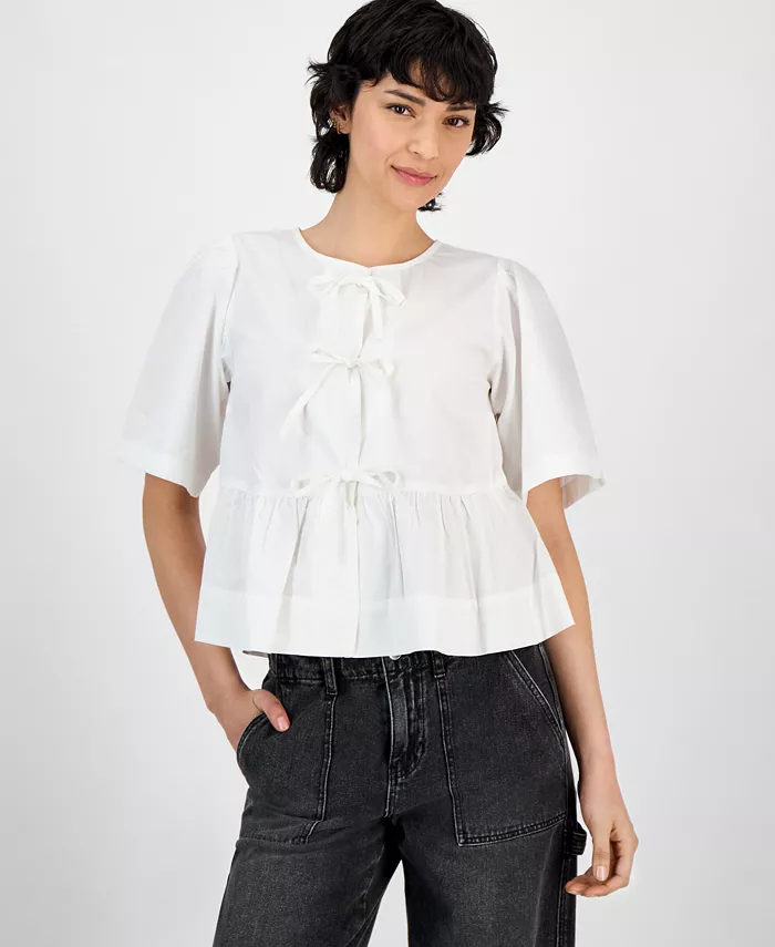 Женский хлопковый топ с баской и бантом And Now This, белый
Женский хлопковый топ с баской и бантом And Now This, белый