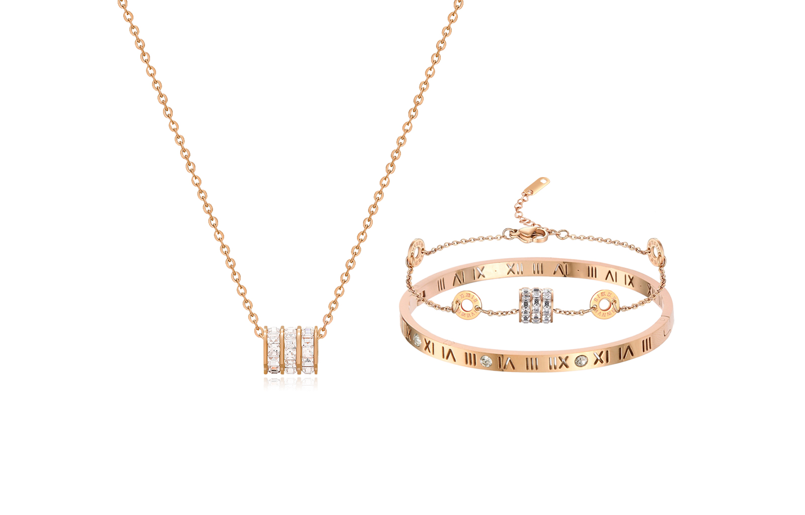 Титановый стальной браслет для женщин MISS TOOYA, Roman Numbers Small Round Pendant Clothing Sets
Титановый стальной браслет для женщин MISS TOOYA, Roman Numbers Small Round Pendant Clothing Sets