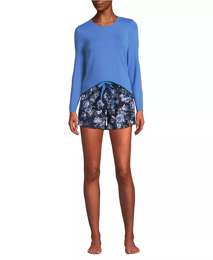 Женский легкий пижамный комплект из двух предметов: топ и шорты, хлопковый модал, драпированная фланель Lands' End, синий
Женский легкий пижамный комплект из двух предметов: топ и шорты, хлопковый модал, драпированная фланель Lands' End, синий