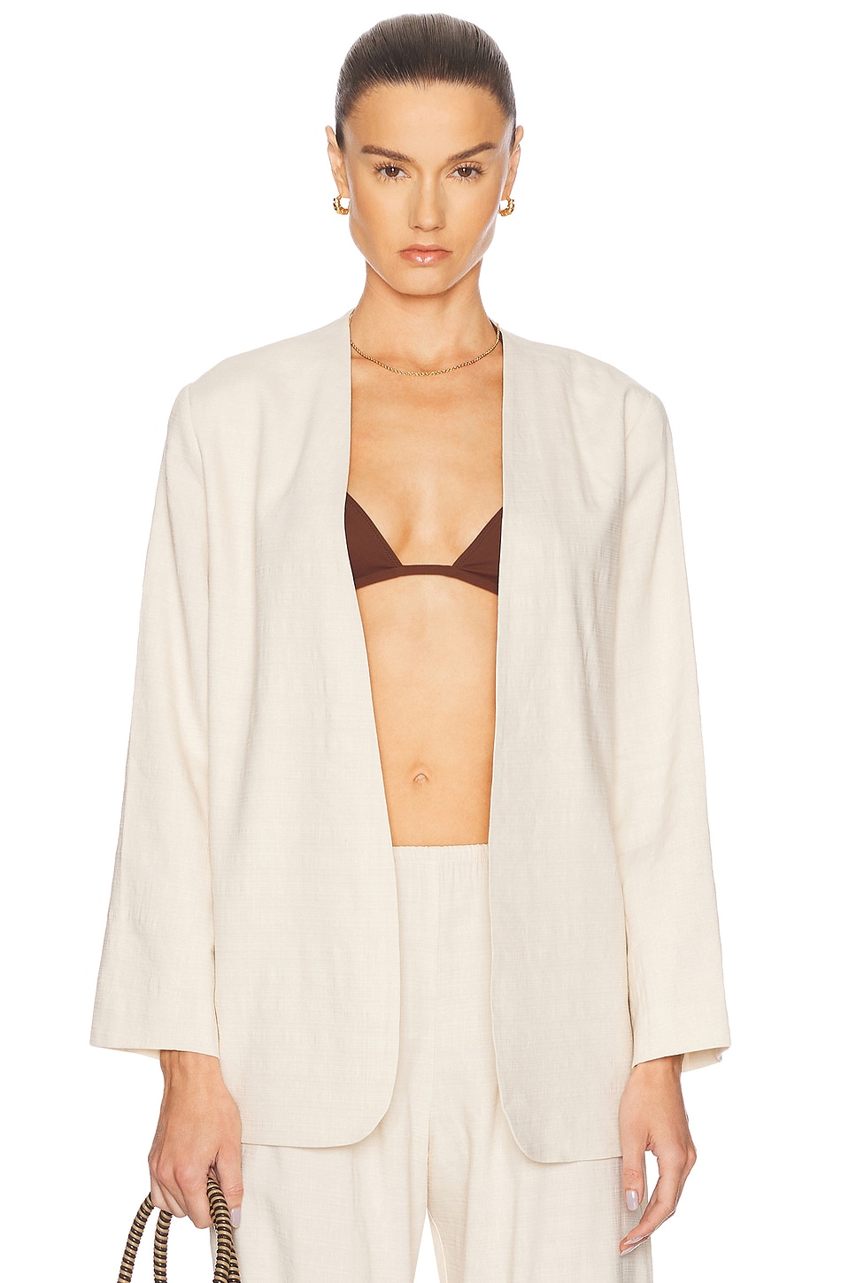 Бежевый безворотниковый блейзер Belle Leset, Oat
Бежевый безворотниковый блейзер Belle Leset, Oat