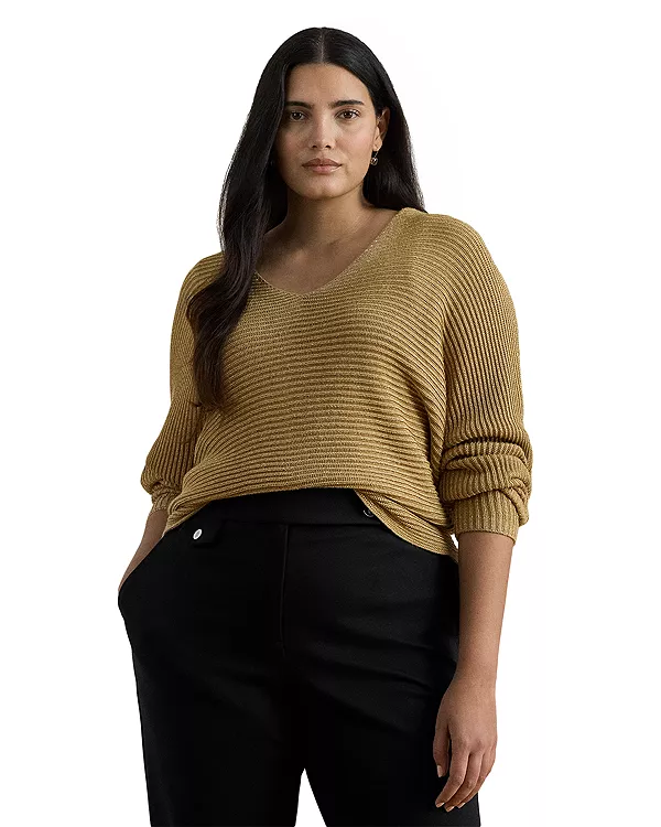 Свитер с рукавами «летучая мышь» вязки цвета металлик в рубчик Ralph Lauren, золотой
Свитер с рукавами «летучая мышь» вязки цвета металлик в рубчик Ralph Lauren, золотой