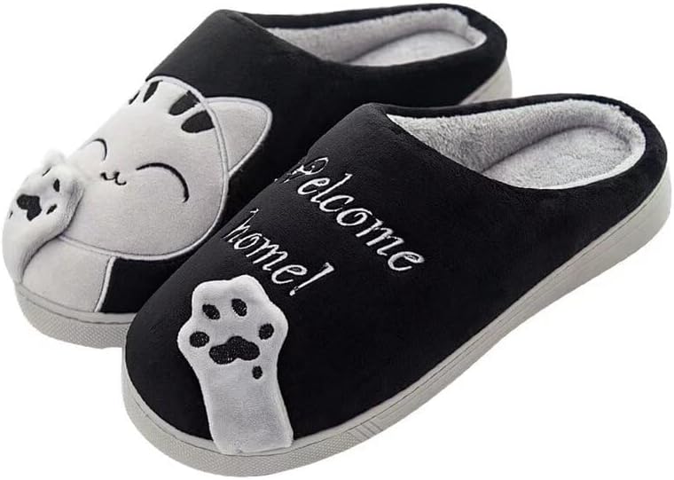 Теплые домашние тапочки Zonkacen с антискользящей подошвой для женщин и мужчин с милым рисунком кота, черный
Теплые домашние тапочки Zonkacen с антискользящей подошвой для женщин и мужчин с милым рисунком кота, черный