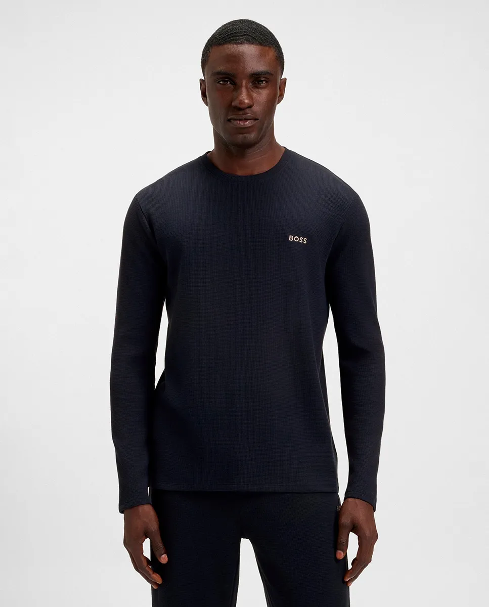 Футболка для сна из хлопка с вышитым логотипом для мужчин Boss, темно-синий
Футболка для сна из хлопка с вышитым логотипом для мужчин Boss, темно-синий