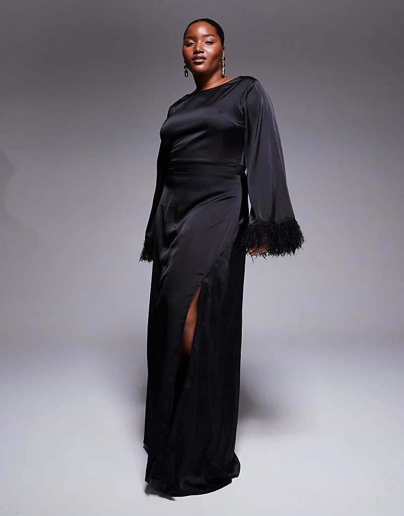 Платье макси TFNC Plus с длинными рукавами и манжетами из искусственных перьев черного цвета
Платье макси TFNC Plus с длинными рукавами и манжетами из искусственных перьев черного цвета