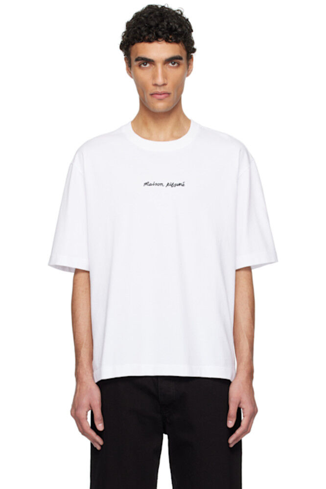 Белая футболка большого размера с надписью «Maison Kitsuné»
Белая футболка большого размера с надписью «Maison Kitsuné»