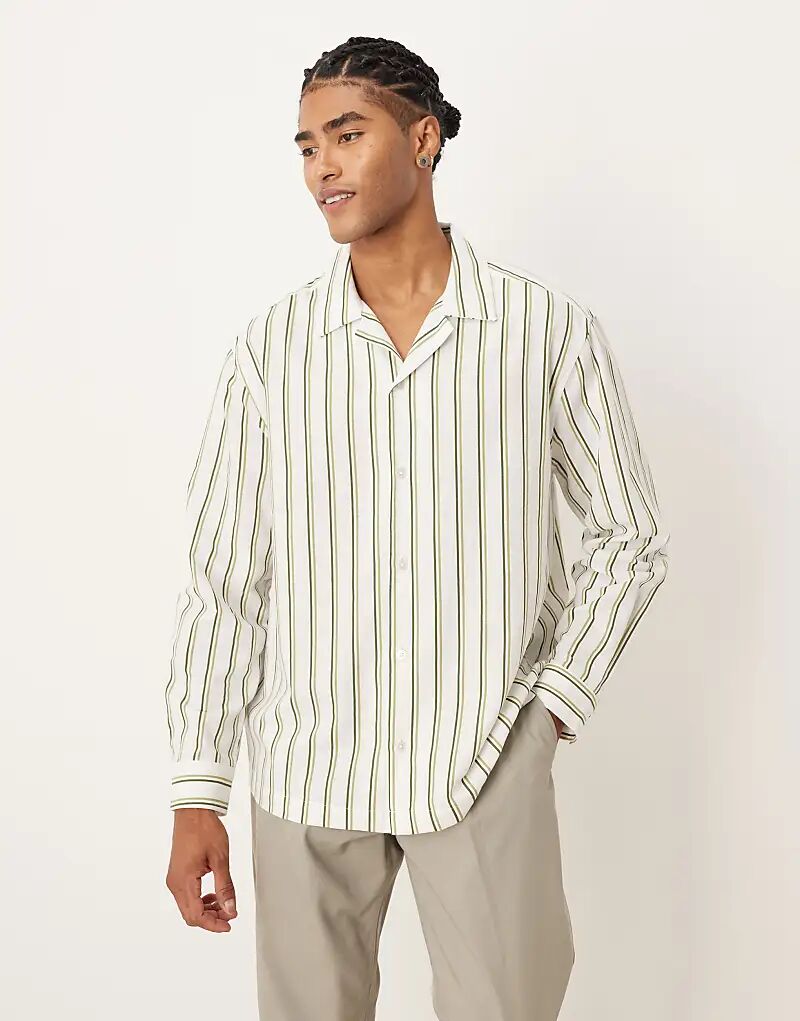 Свободная рубашка в полоску Revere бежевого цвета от ASOS DESIGN
Свободная рубашка в полоску Revere бежевого цвета от ASOS DESIGN