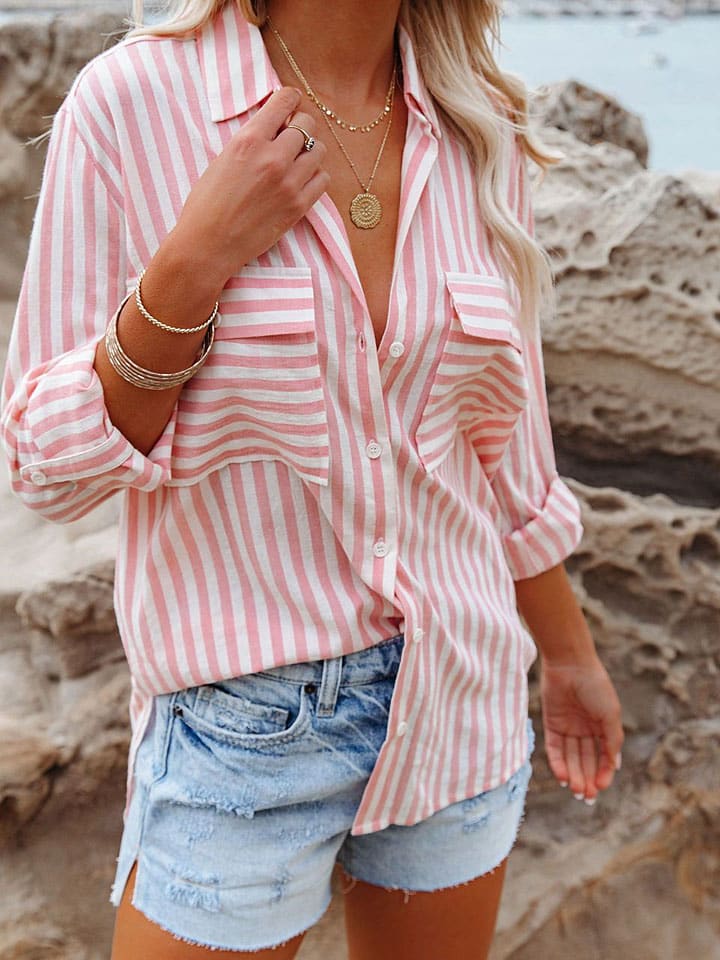 Блузка розово-белого цвета LA Angels
Блузка розово-белого цвета LA Angels