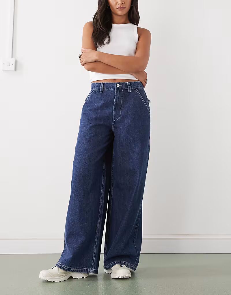 Мешковатые джинсы-скейтер с низкой посадкой, после стирки Collusion, темно-синий
Мешковатые джинсы-скейтер с низкой посадкой, после стирки Collusion, темно-синий