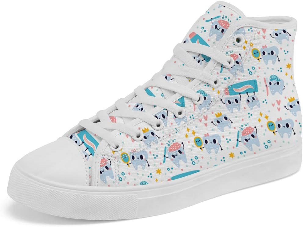 Высокие кеды на полотняной подошве с зубным принтом для женщин и мужчин, высокие кроссовки на шнуровке, повседневная обувь Chebing, белый
Высокие кеды на полотняной подошве с зубным принтом для женщин и мужчин, высокие кроссовки на шнуровке, повседневная обувь Chebing, белый