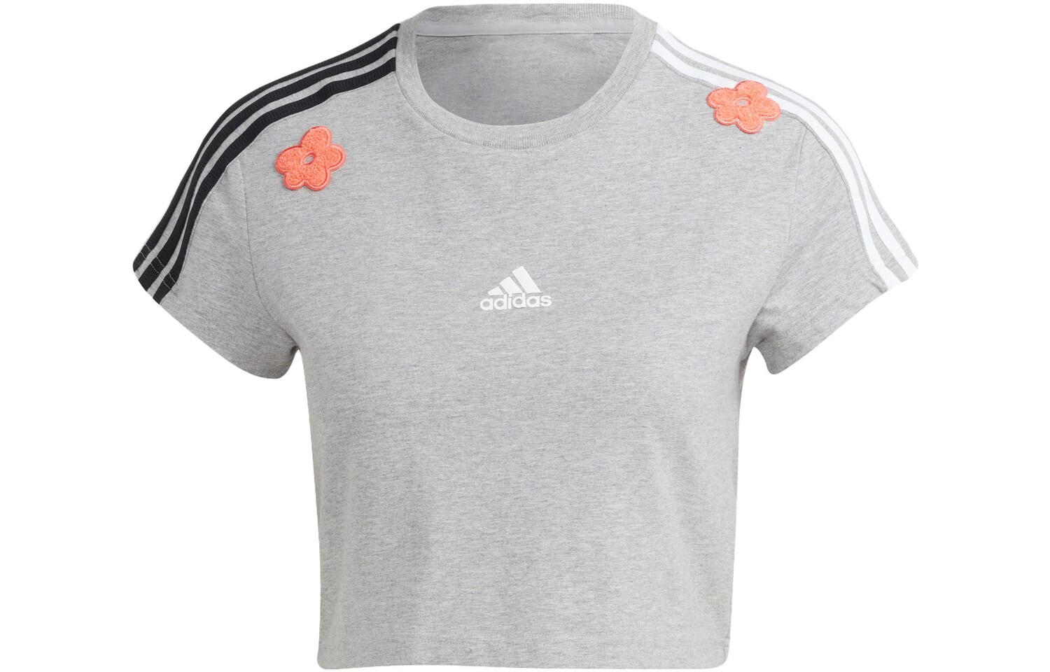 Укороченный топ женский, средний, серый, меланжевый Adidas 
Укороченный топ женский, средний, серый, меланжевый Adidas