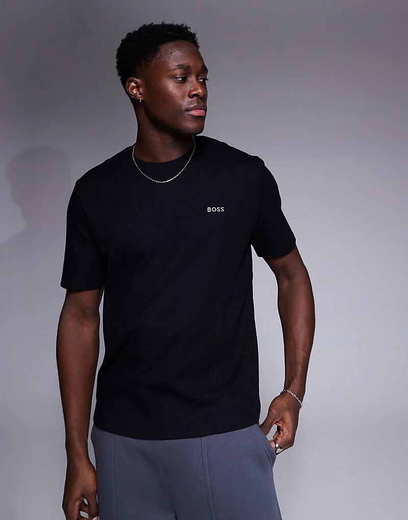Футболка с вафельным логотипом, стандартный крой, черного цвета BOSS Bodywear 
Футболка с вафельным логотипом, стандартный крой, черного цвета BOSS Bodywear