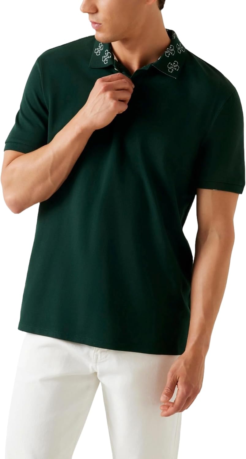 GUESS Мужская экологичная короткая поло с логотипом и жаккардовым воротником, Alpine Grove
GUESS Мужская экологичная короткая поло с логотипом и жаккардовым воротником, Alpine Grove
