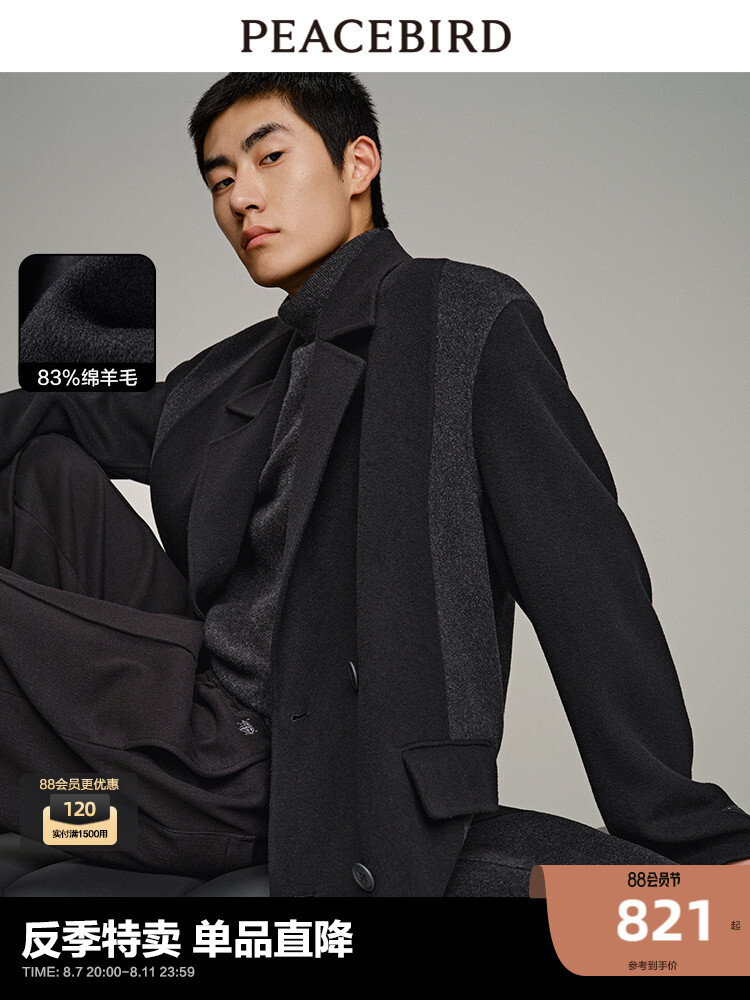 Пальто мужское Peacebird с лацканами, черный
Пальто мужское Peacebird с лацканами, черный
