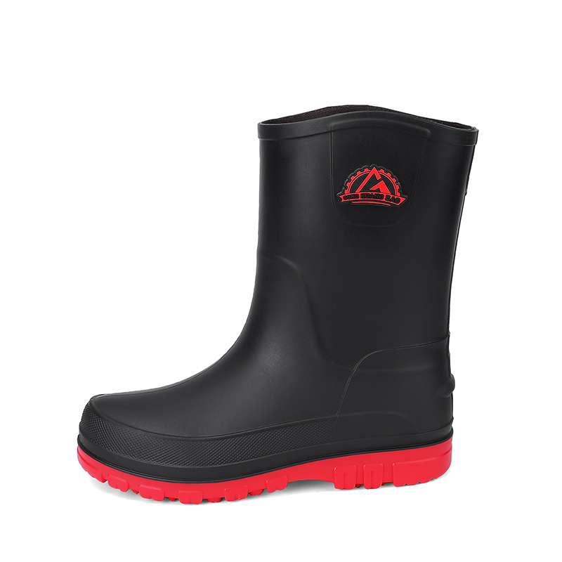 LONGYING Мужские дождевые сапоги черно-красные, цвет Black Red 
LONGYING Мужские дождевые сапоги черно-красные, цвет Black Red