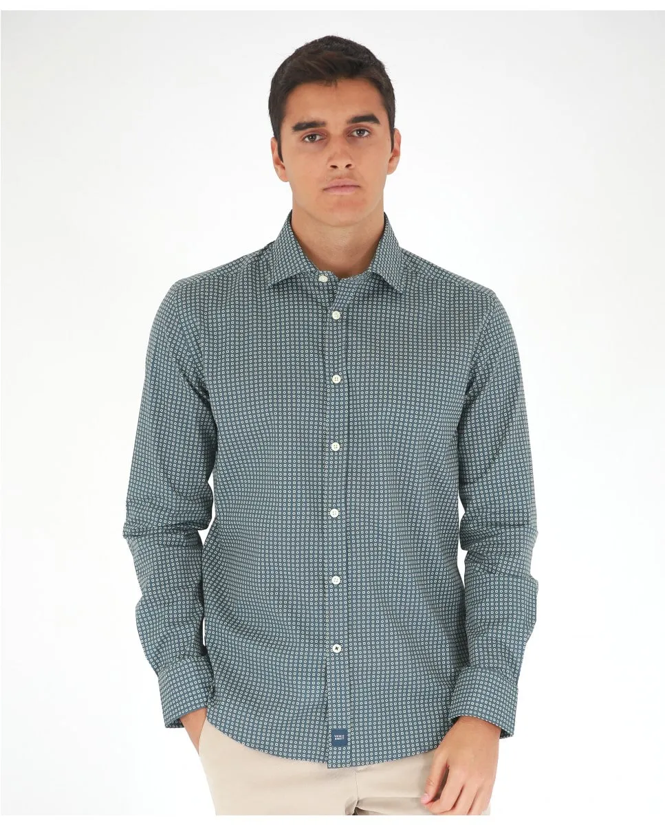 Мужская повседневная мягкая приталенная рубашка с темно-синим узором Wickett Jones, тёмно-синий 
Мужская повседневная мягкая приталенная рубашка с темно-синим узором Wickett Jones, тёмно-синий