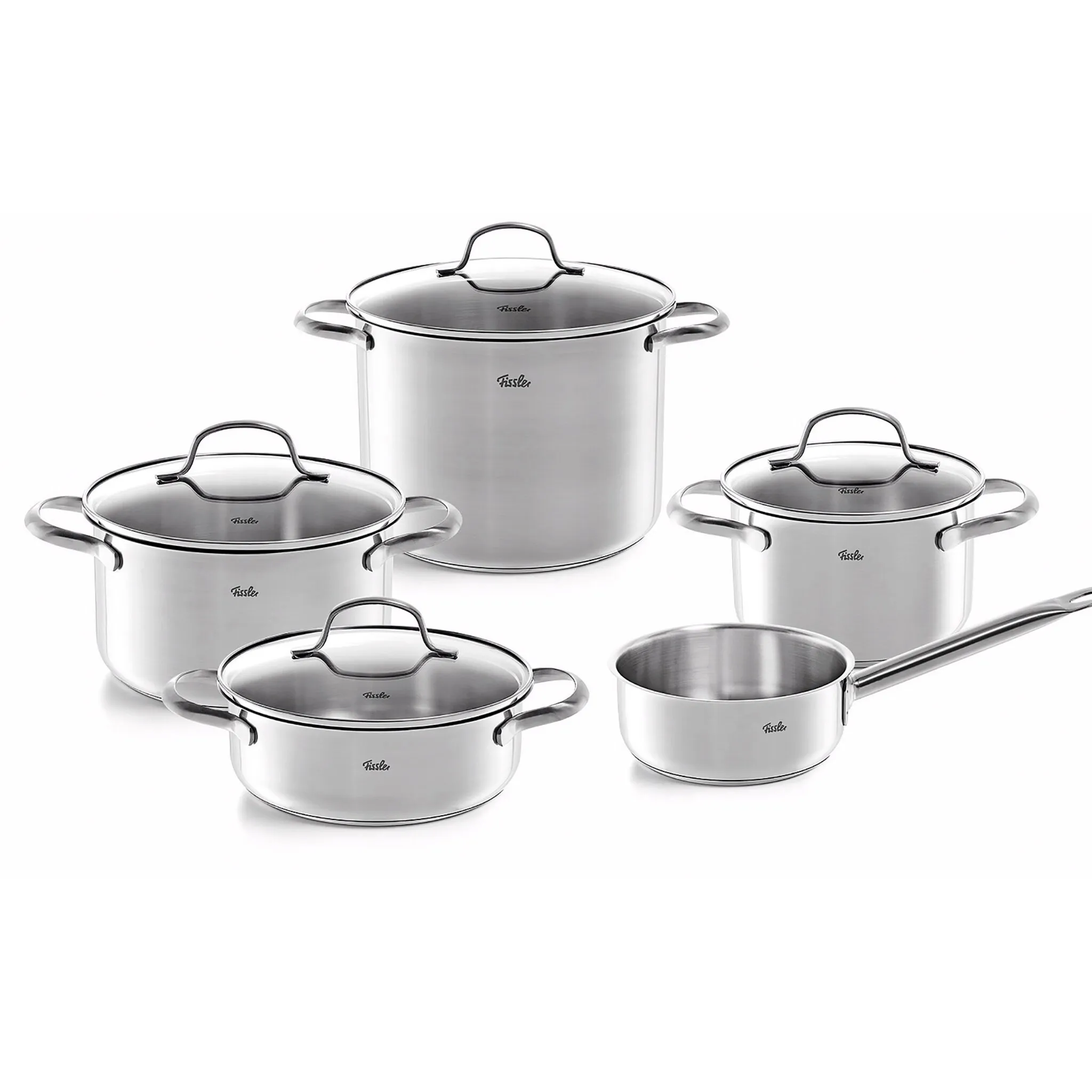 Набор кастрюль Fissler "Сан-Франциско", нержавеющая сталь 18/10, (набор, 9 предметов, сковорода 20 см, по 1 кастрюле 16/20/24 см, кастрюля 16 см), подходит для всех типов плит, индукционных, цвет silberfarben
Набор кастрюль Fissler "Сан-Франциско", нержавеющая сталь 18/10, (набор, 9 предметов, сковорода 20 см, по 1 кастрюле 16/20/24 см, кастрюля 16 см), подходит для всех типов плит, индукционных, цвет silberfarben
