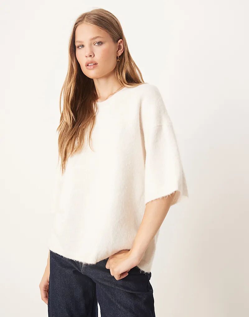 Свободный трикотажный топ Gina Tricot из шерсти альпаки с короткими рукавами кремового цвета
Свободный трикотажный топ Gina Tricot из шерсти альпаки с короткими рукавами кремового цвета