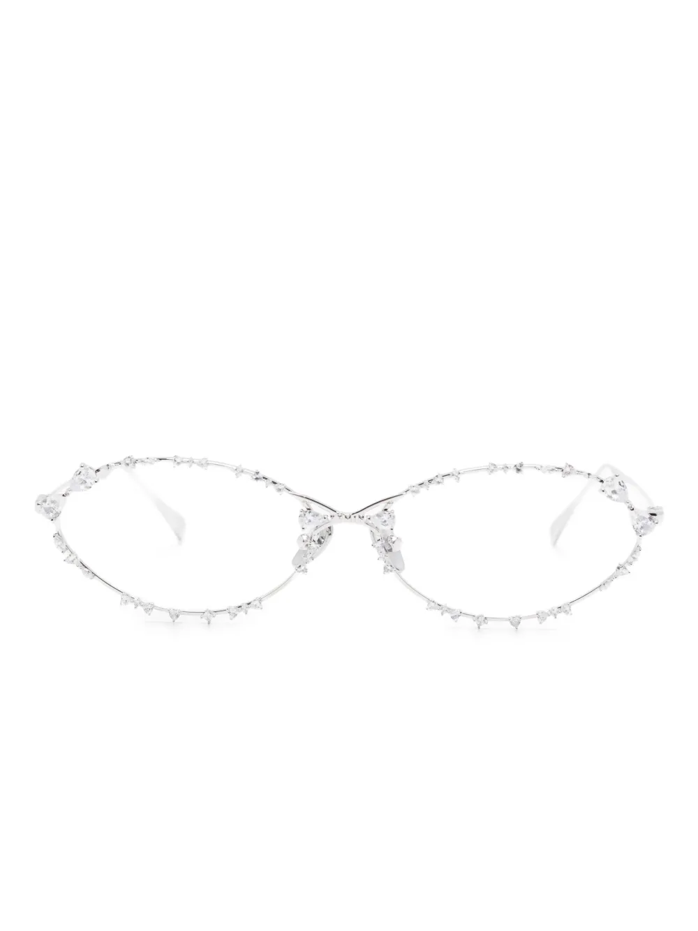 Очки в овальной оправе, украшенные кристаллами Ripple YVMIN, серебряный
Очки в овальной оправе, украшенные кристаллами Ripple YVMIN, серебряный