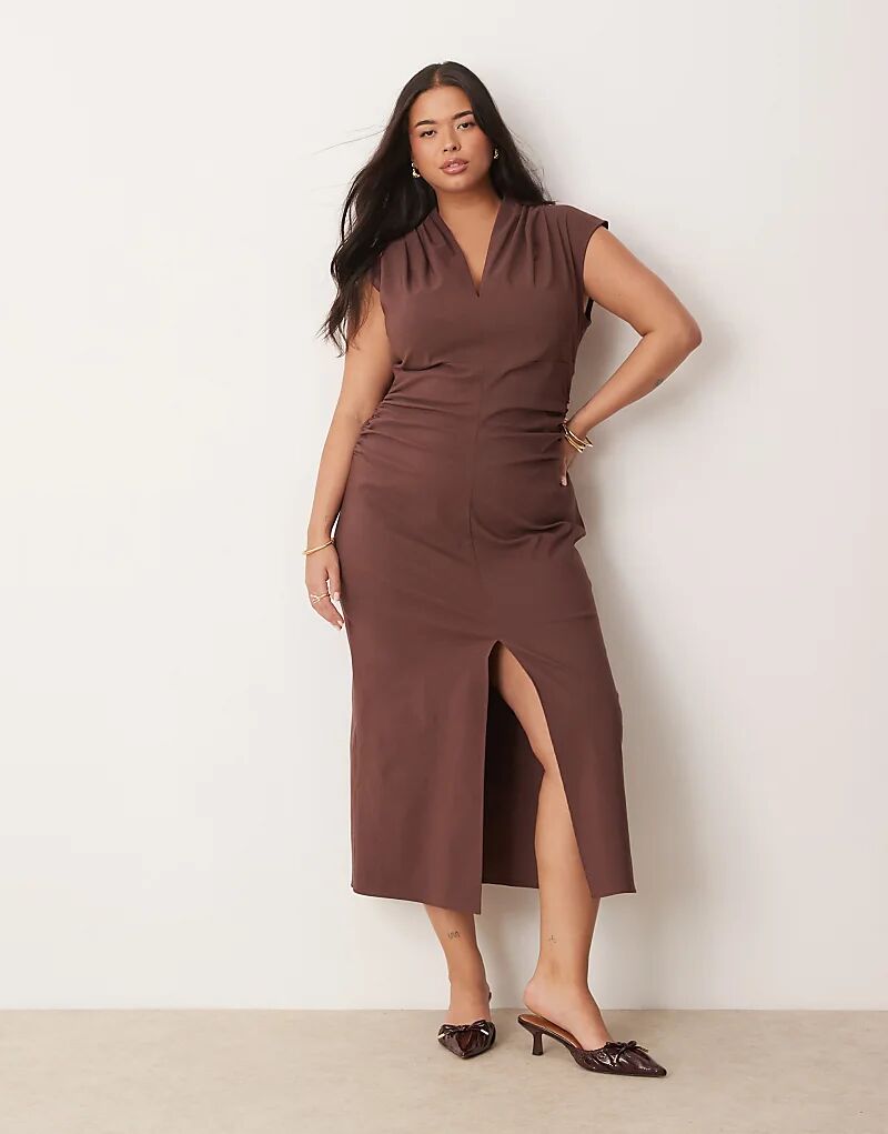 Платье миди с v-образным вырезом, складками на плечах и сборками на талии в стиле бенгальина шоколадного цвета ASOS
Платье миди с v-образным вырезом, складками на плечах и сборками на талии в стиле бенгальина шоколадного цвета ASOS