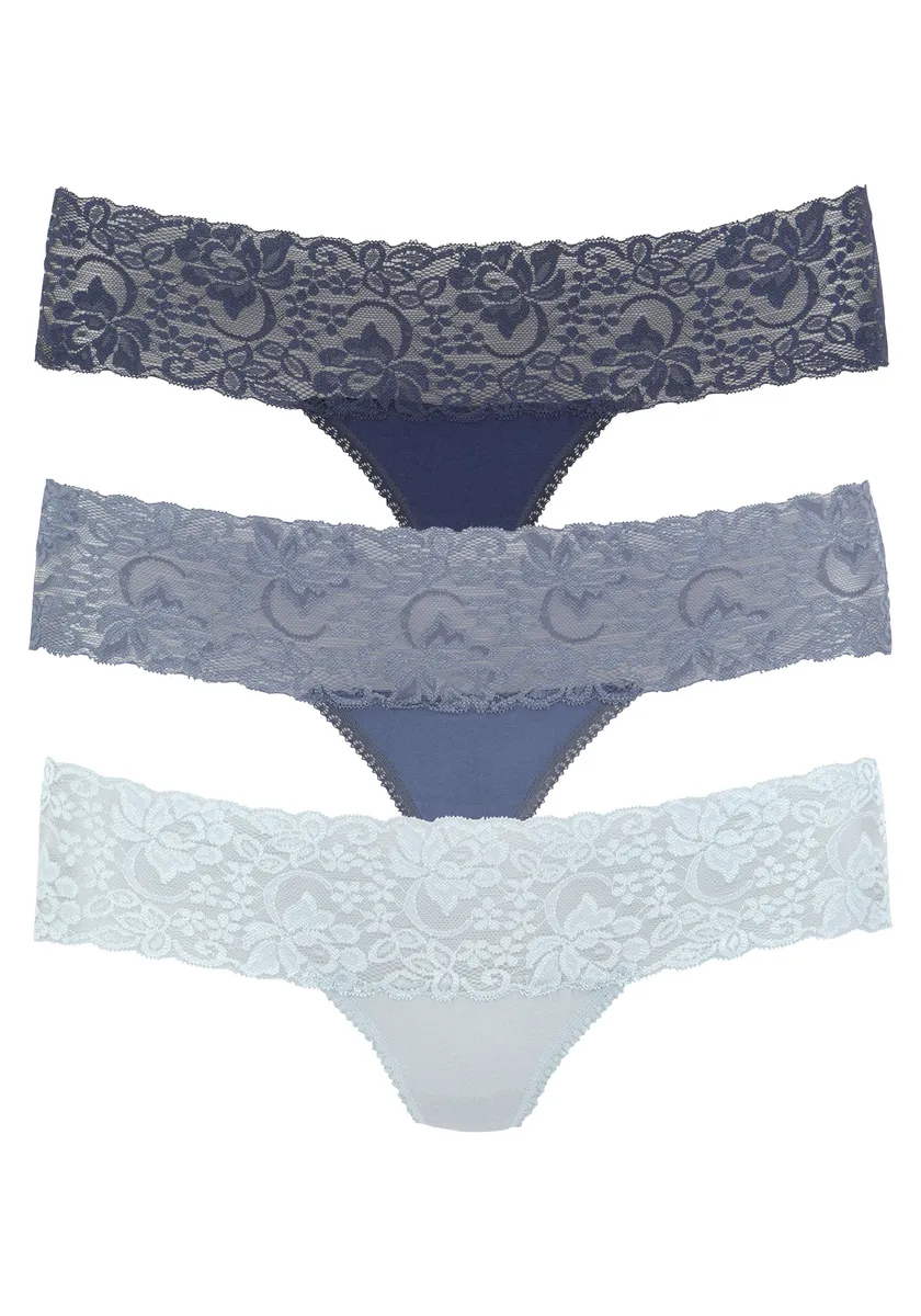 Стринги Vivance (3 шт. в упаковке) из эластичного хлопка с цветочным кружевом, синий
Стринги Vivance (3 шт. в упаковке) из эластичного хлопка с цветочным кружевом, синий