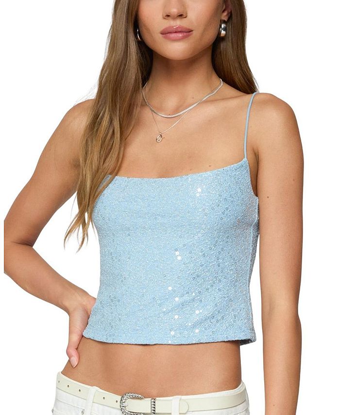 Топ с металлическим блеском и пайетками Edikted, синий
Топ с металлическим блеском и пайетками Edikted, синий