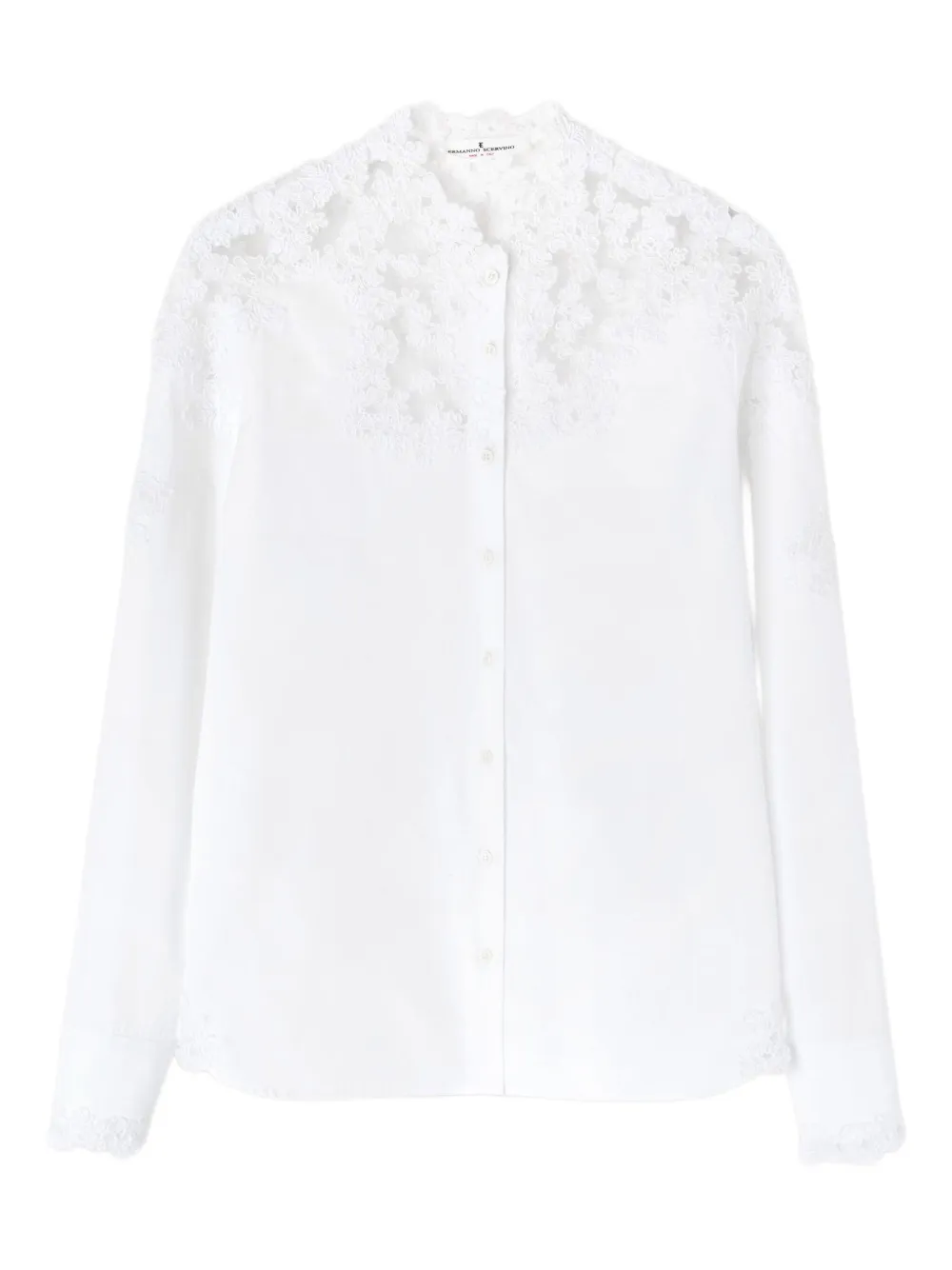 Рубашка из поплина с ребристым кружевом Ermanno Scervino, белый
Рубашка из поплина с ребристым кружевом Ermanno Scervino, белый