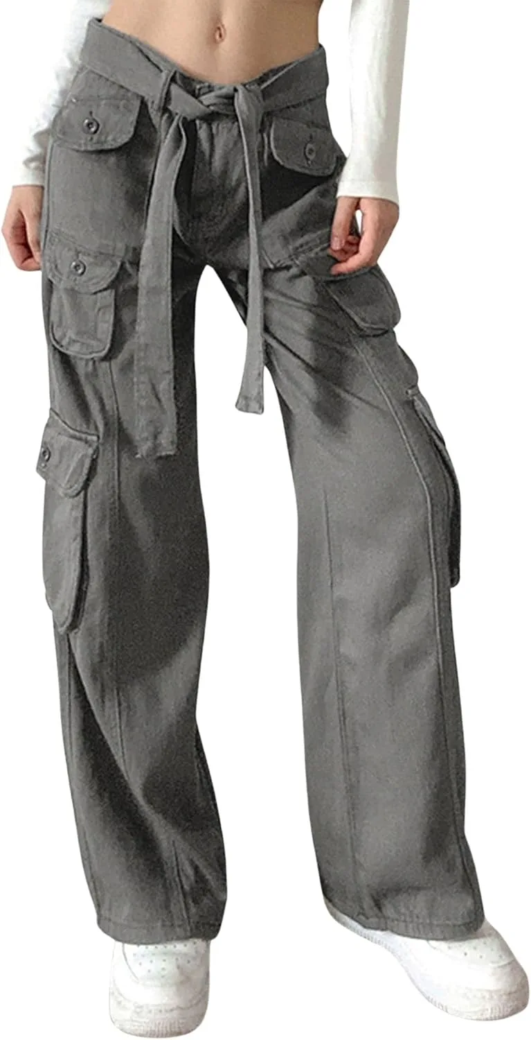 CHARTOU Брюки-карго для женщин Casual с широкими штанинами и поясом
CHARTOU Брюки-карго для женщин Casual с широкими штанинами и поясом