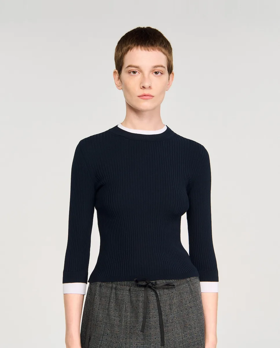Женский джемпер из шерстяной смеси Sandro, темно-синий
Женский джемпер из шерстяной смеси Sandro, темно-синий