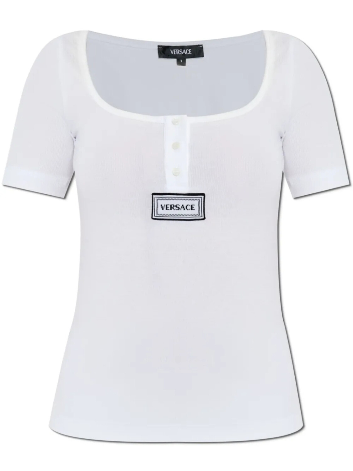 Футболка Versace с аппликацией логотипа, белый 
Футболка Versace с аппликацией логотипа, белый