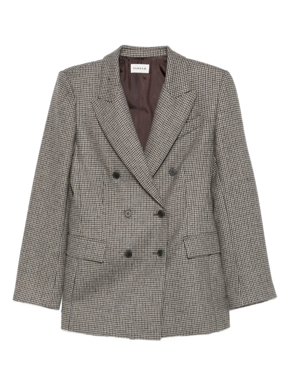 Двубортный пиджак в клетку P.A.R.O.S.H., коричневый
Двубортный пиджак в клетку P.A.R.O.S.H., коричневый