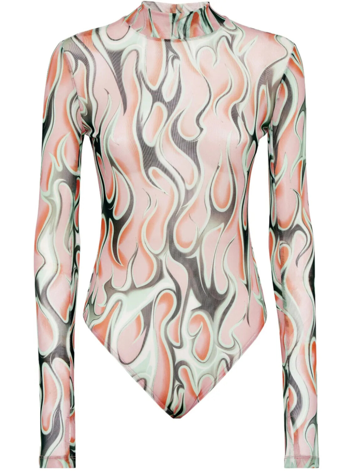 Боди из тюля Philipp Plein Flame, нейтральный 
Боди из тюля Philipp Plein Flame, нейтральный