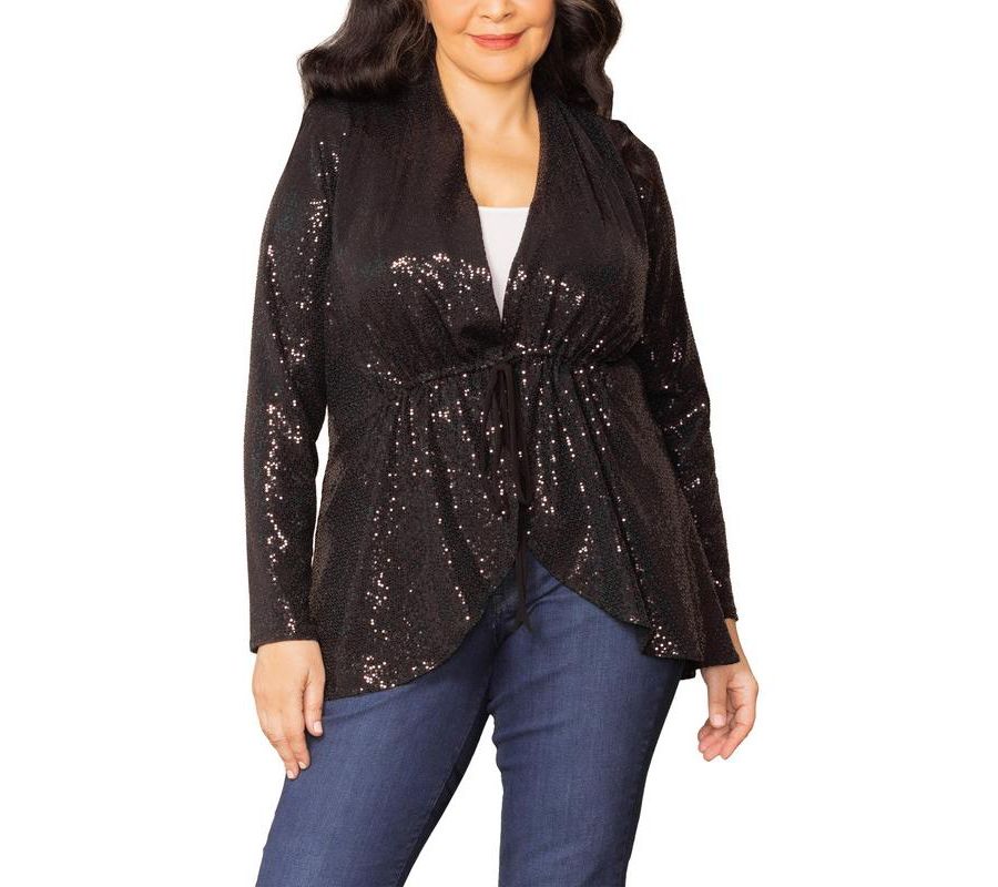 Кардиган больших размеров, блестящий и гламурный, с пайетками Kiyonna, Onyx
Кардиган больших размеров, блестящий и гламурный, с пайетками Kiyonna, Onyx
